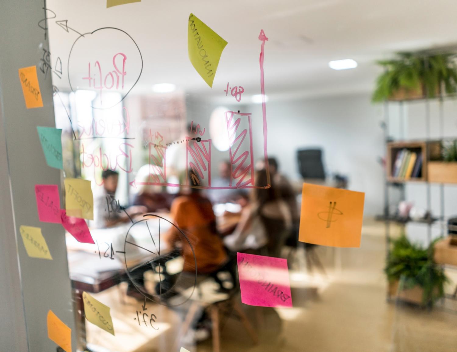 Group of people in a business meeting at a creative office